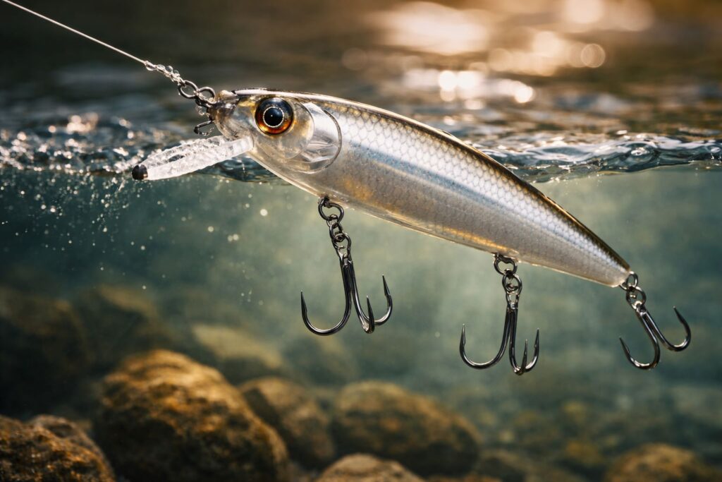 Fishing lure submerged in water