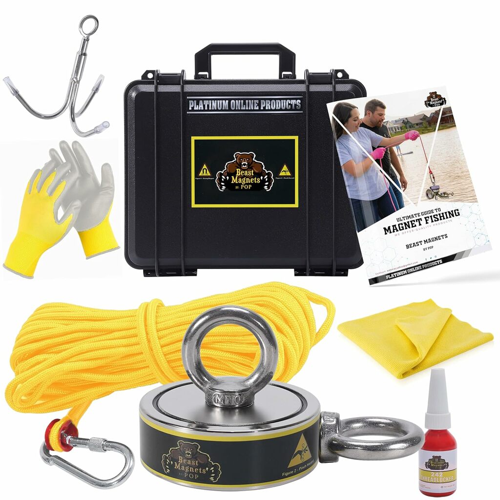 thumbnail image 2 of 1300 Lbs Double Sided Magnet Fishing Kit – AnglerMag, N52 Neodymium, 304 Stainless Steel 2 of 6