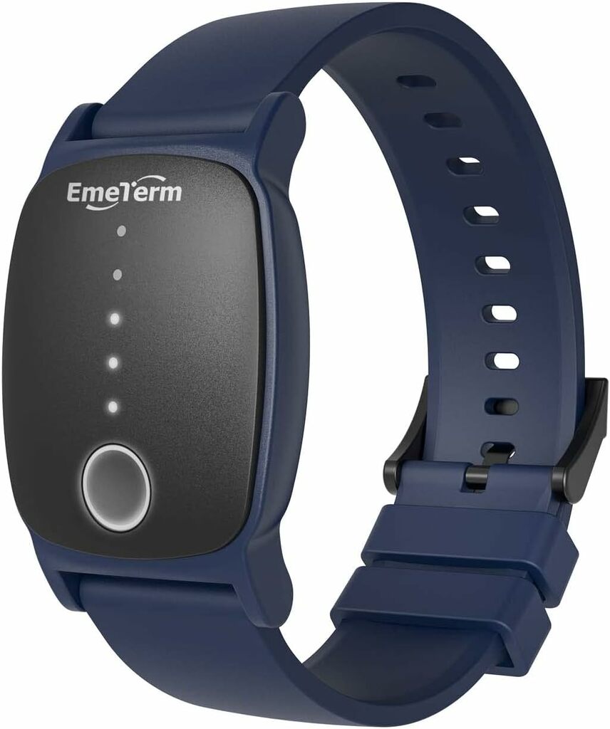 EmeTerm Explore Navy Blue Anti-Nausea Wristband IP67 Waterproof Morning Motion Travel Sickness Vomit Relief Rechargeable Classic Strap Design No Gel Drug Free without Side Effects
