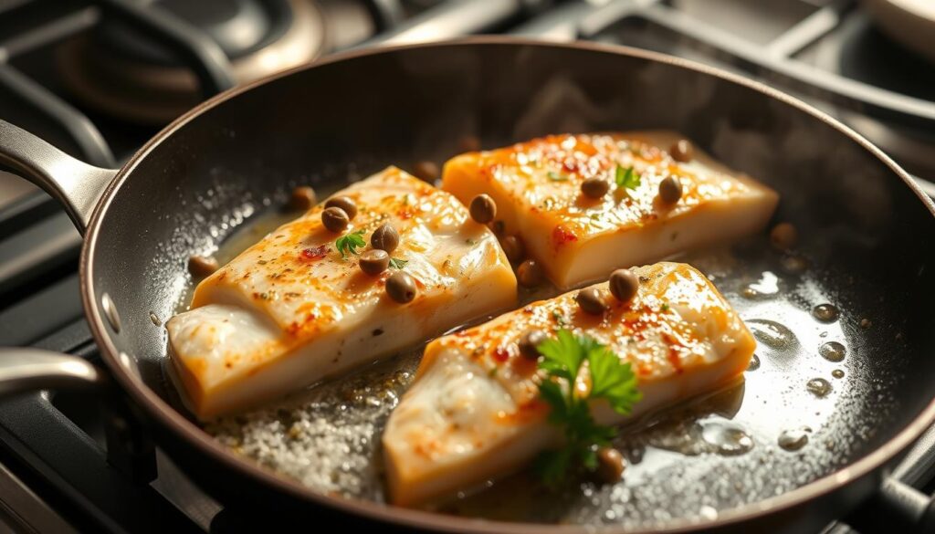 Pan-frying sole with capers Pan-frying sole with capers
